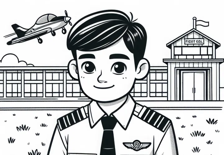 Pilot in Flugschule Malvorlage Kostenlos Herunterladen und Online Ausmalen