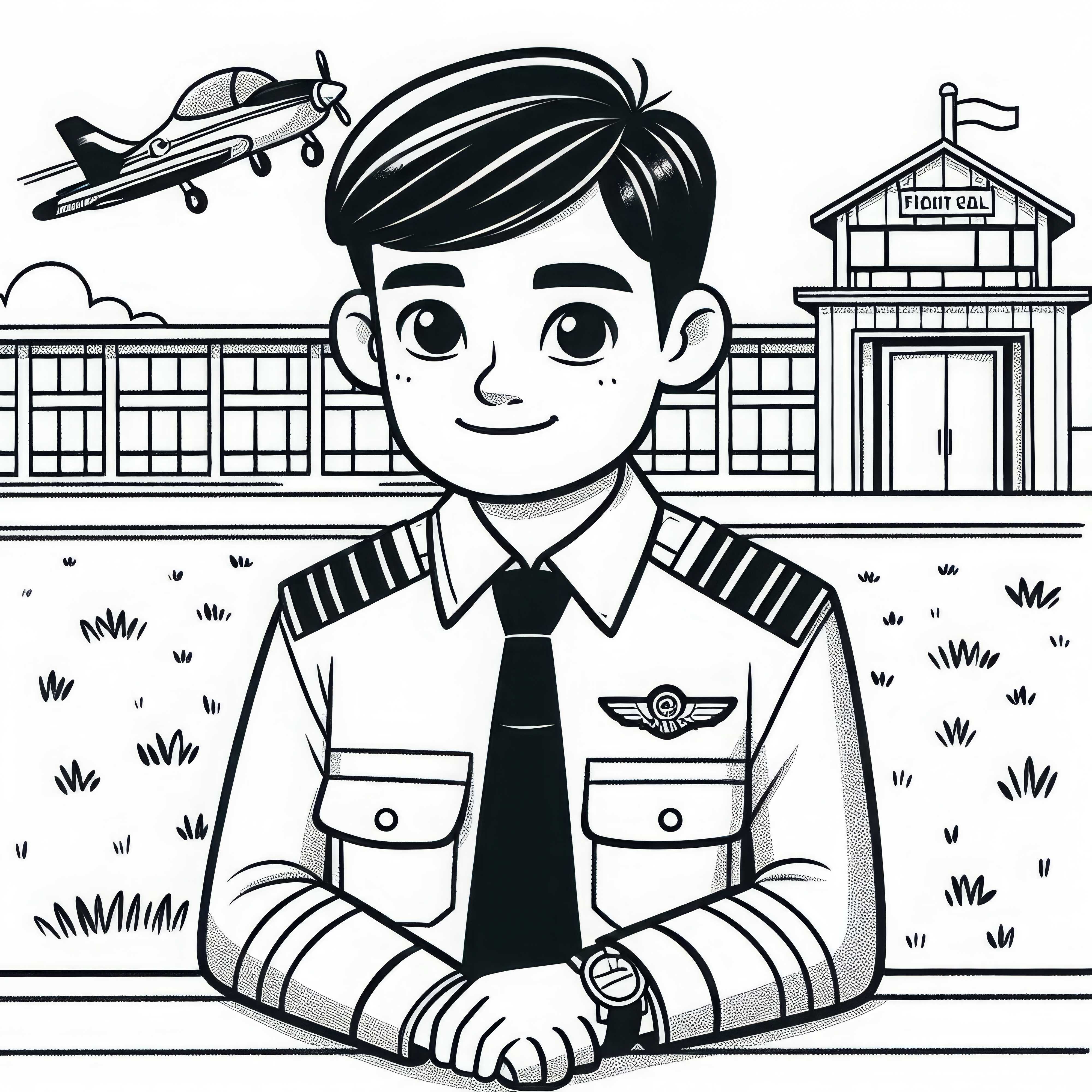 Pilot in Flugschule Malvorlage Kostenlos Herunterladen und Online Ausmalen
