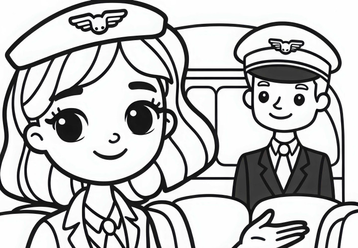 Pilot bei Begrüßung der Passagiere im Flugzeug Malvorlage gratis Pilot bei Begrüßung der Passagiere im Flugzeug Malvorlage gratis