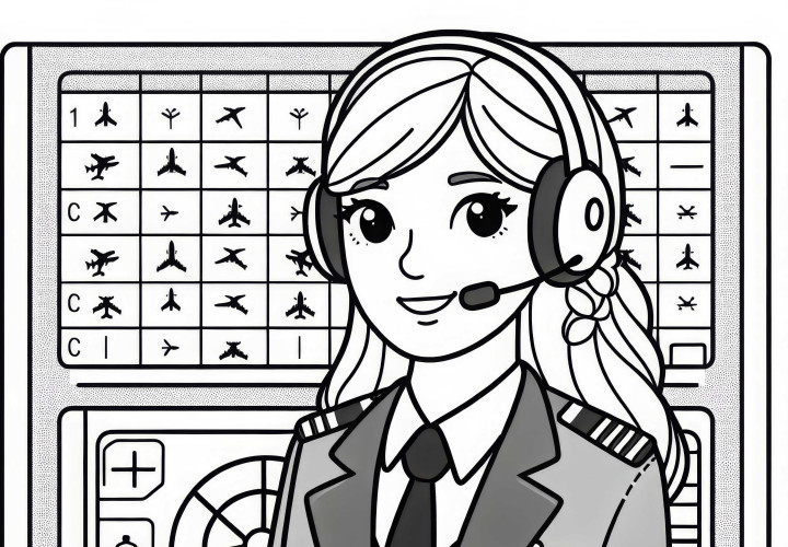 Pilotin mit Headset – Ausmalbild kostenlos herunterladen Pilotin mit Headset – Ausmalbild kostenlos herunterladen