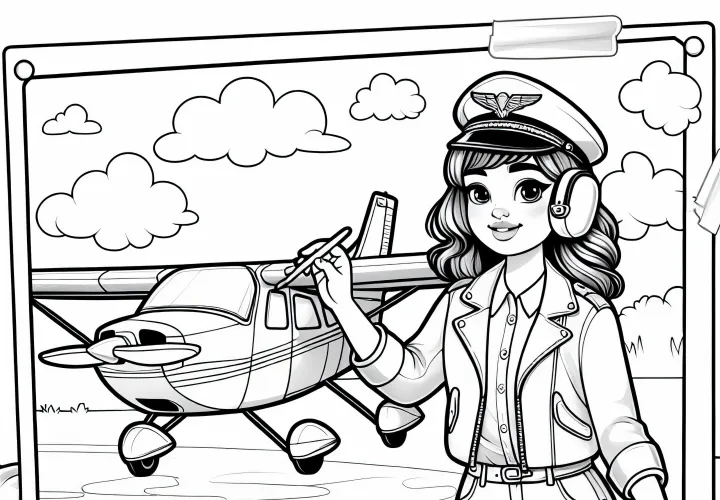 Pilotin Malvorlage einfach kostenlos