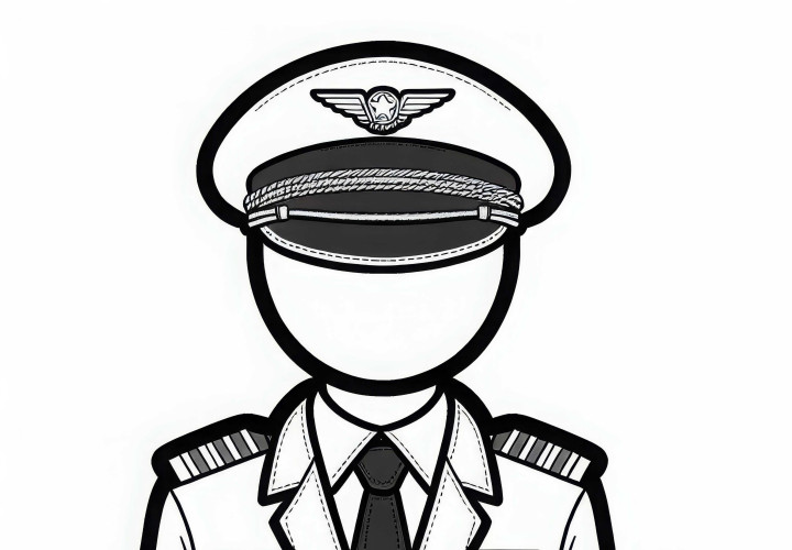 Pilotenuniform mit Abzeichen – Ausmalbild einfach kostenlos