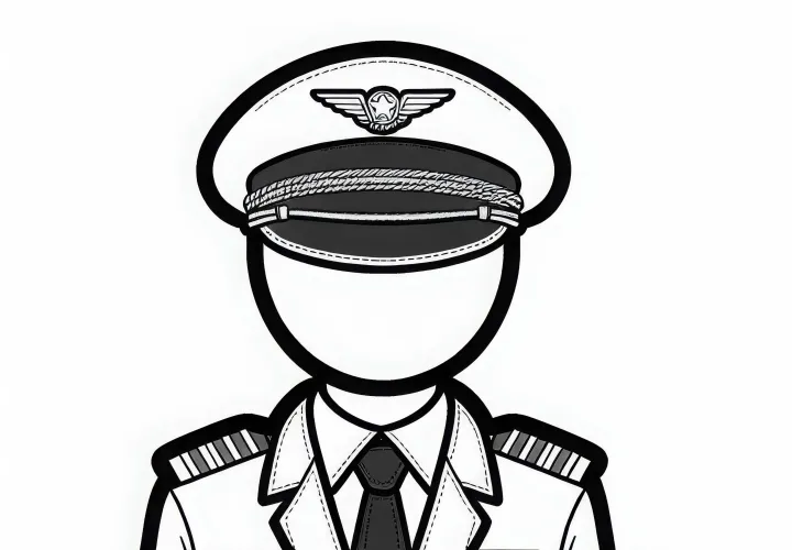 Pilotenuniform mit Abzeichen – Ausmalbild einfach kostenlos