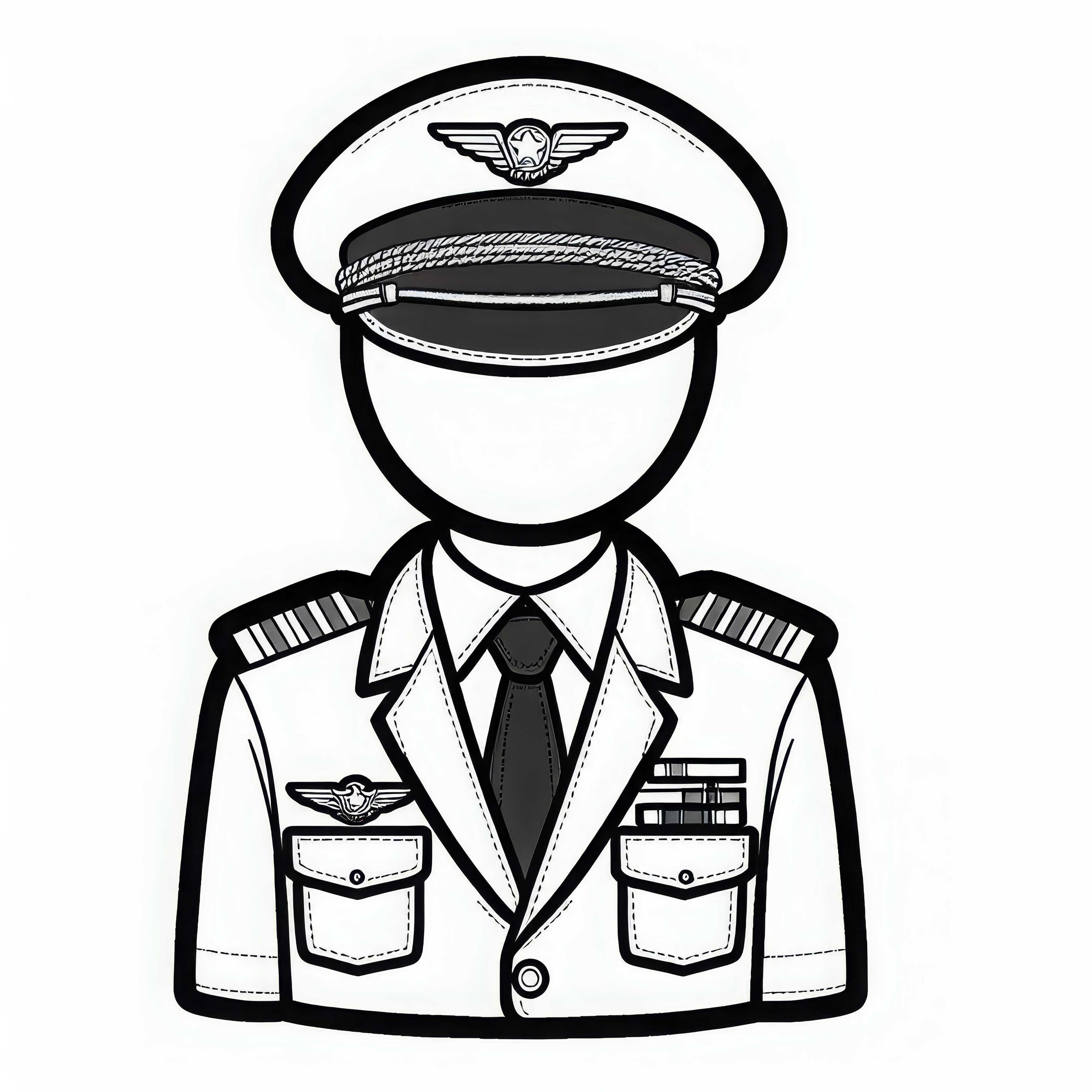 Pilotenuniform mit Abzeichen – Ausmalbild einfach kostenlos