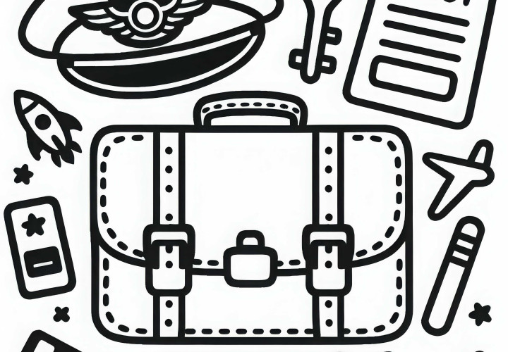 Pilotenkoffer für Karten und Dokumente – Ausmalbild kostenlos Pilotenkoffer für Karten und Dokumente – Ausmalbild kostenlos