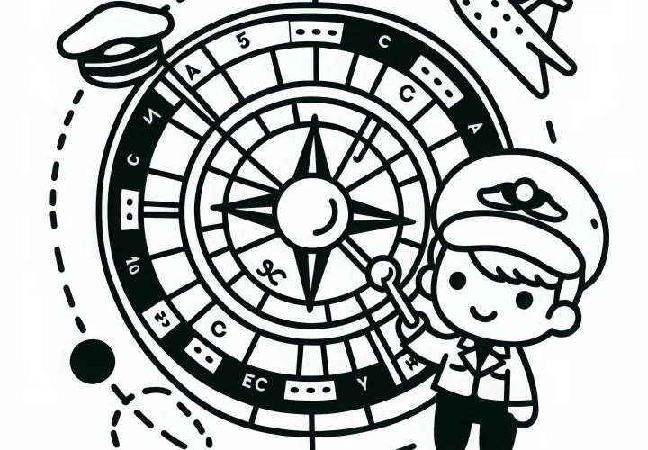 Navigationskarte für Piloten – Malvorlage kostenlos herunterladen