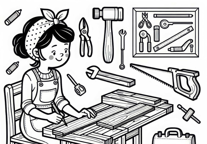 Dibujo para colorear de carpintera gratis Dibujo para colorear de carpintera gratis