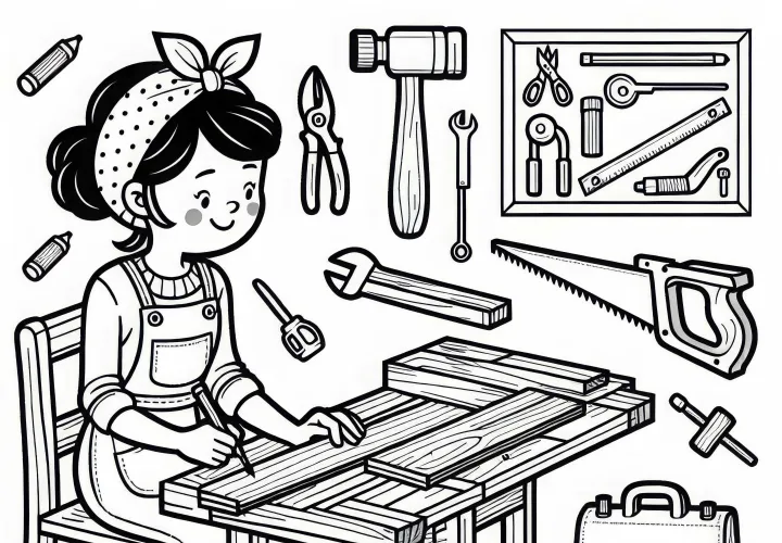 Gambar Warnai Tukang Kayu Gratis