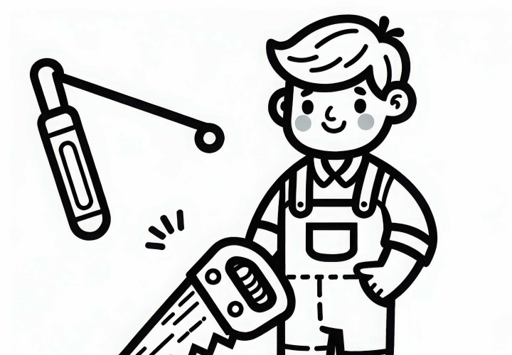 Sierra manual para carpinteros – Dibujo para colorear gratis Sierra manual para carpinteros – Imagen para colorear gratis