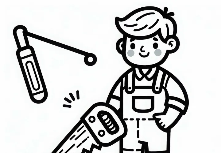 Gergaji tangan untuk tukang kayu - Gambar mewarnai gratis