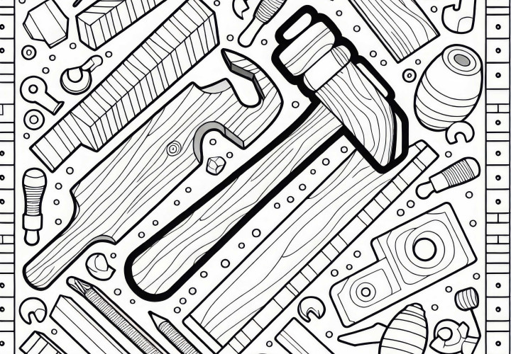 Martillo para carpintero - Plantilla para colorear gratuita y sencilla Martillo para carpintero - Plantilla de dibujo sencilla gratuita