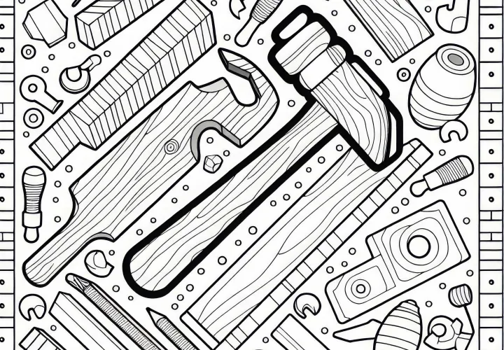 Palu untuk tukang kayu - Template mewarnai gratis yang mudah