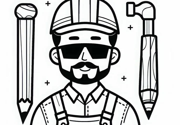 Kacamata pelindung untuk tukang kayu - Gambar untuk diwarnai Gratis