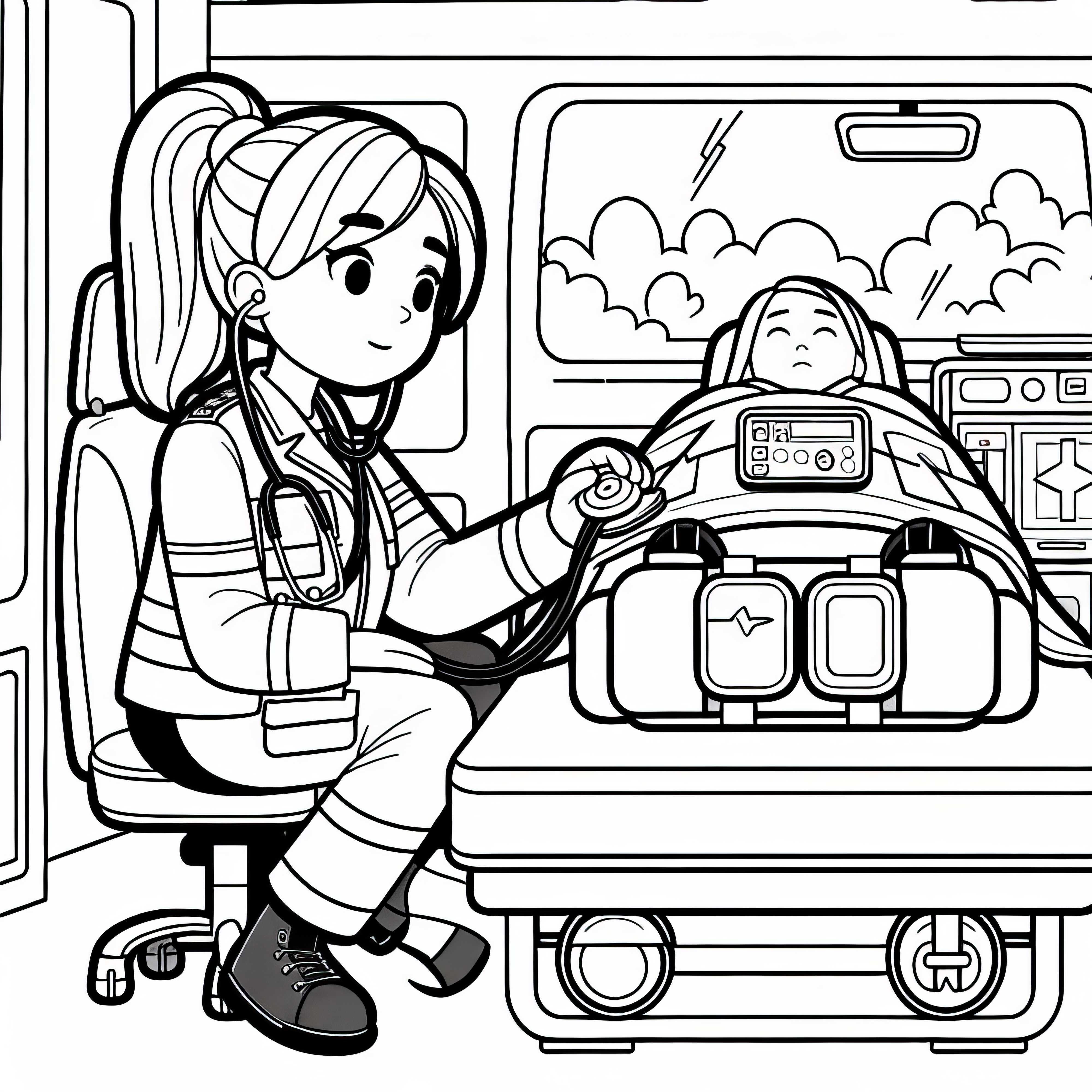 Dessin à colorier d'ambulancière gratuit