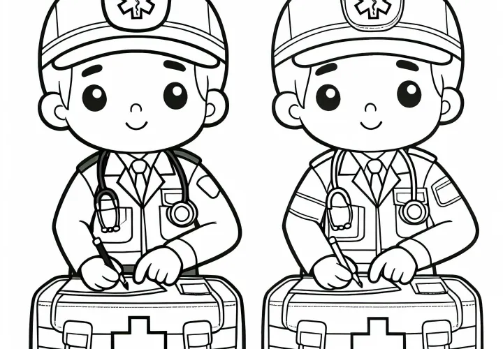Image à colorier de secouriste facile gratuit