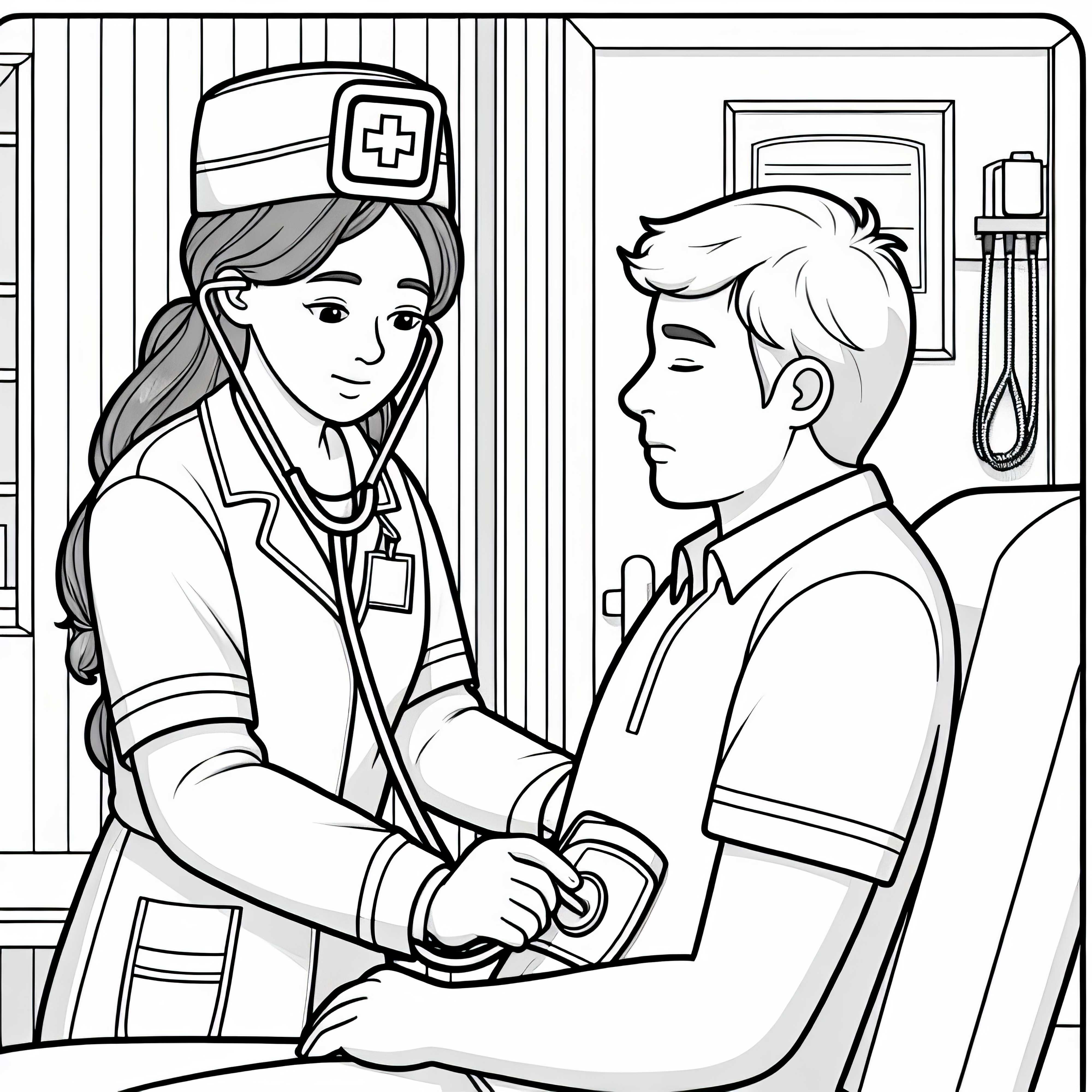 Le secouriste prend le pouls d'un patient - Image à colorier gratuite