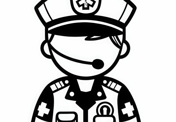 Dibujo para colorear de paramédico fácil y gratuito