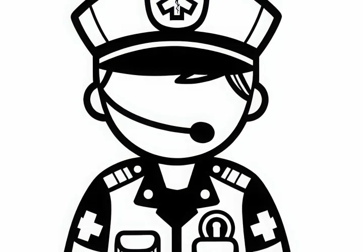 Dibujo para colorear de paramédico fácil y gratuito