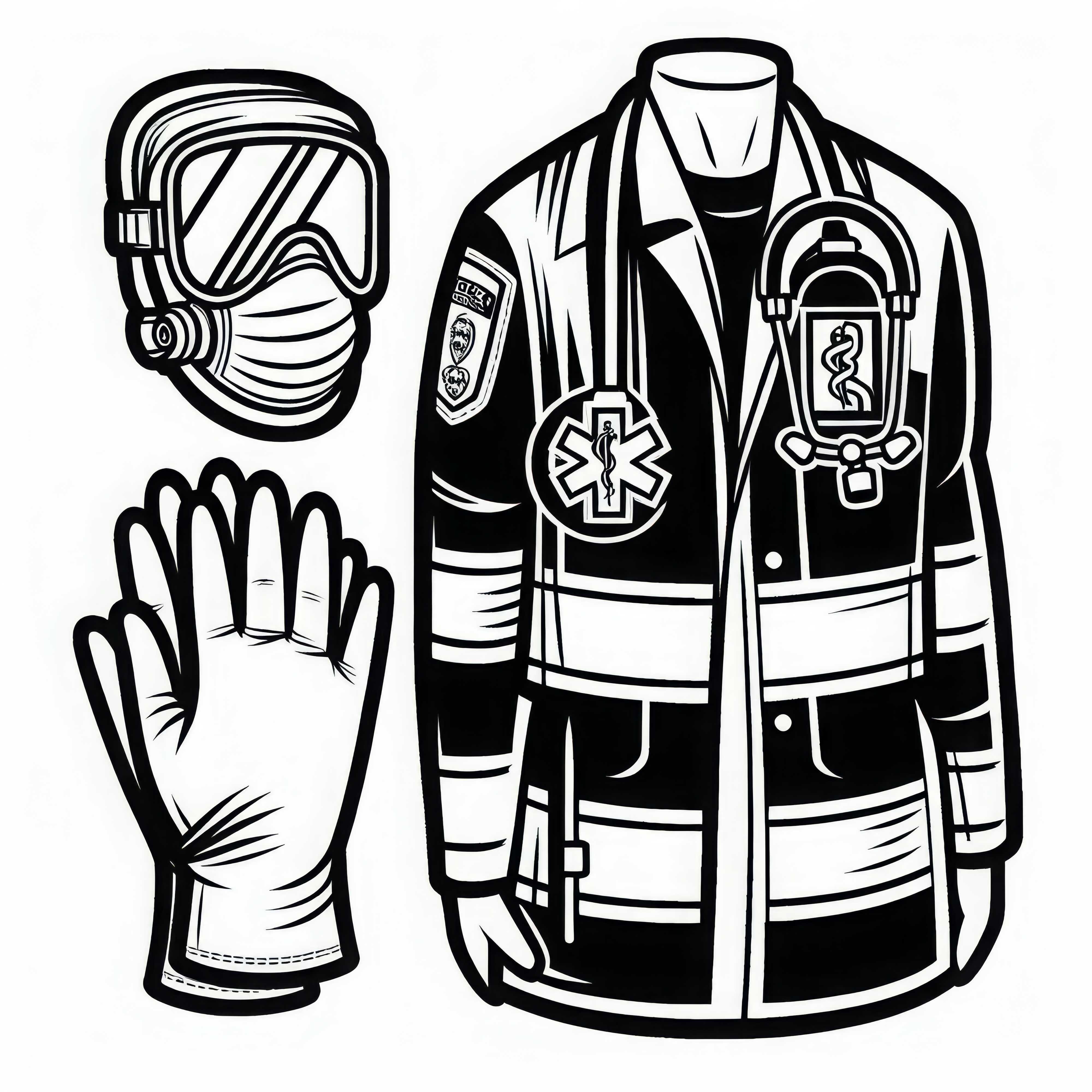 Guantes y mascarilla para socorristas - Plantilla para colorear gratuita