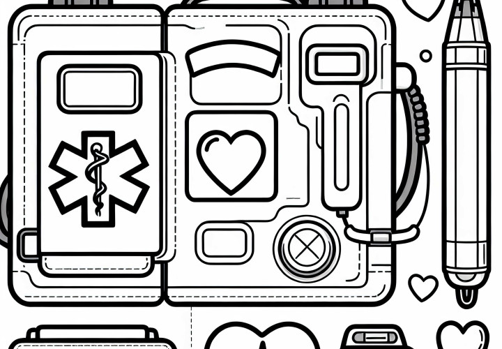 Défibrillateur pour ambulanceur modèle à colorier gratuit Dépliant de défibrillateur gratuit pour ambulanciers