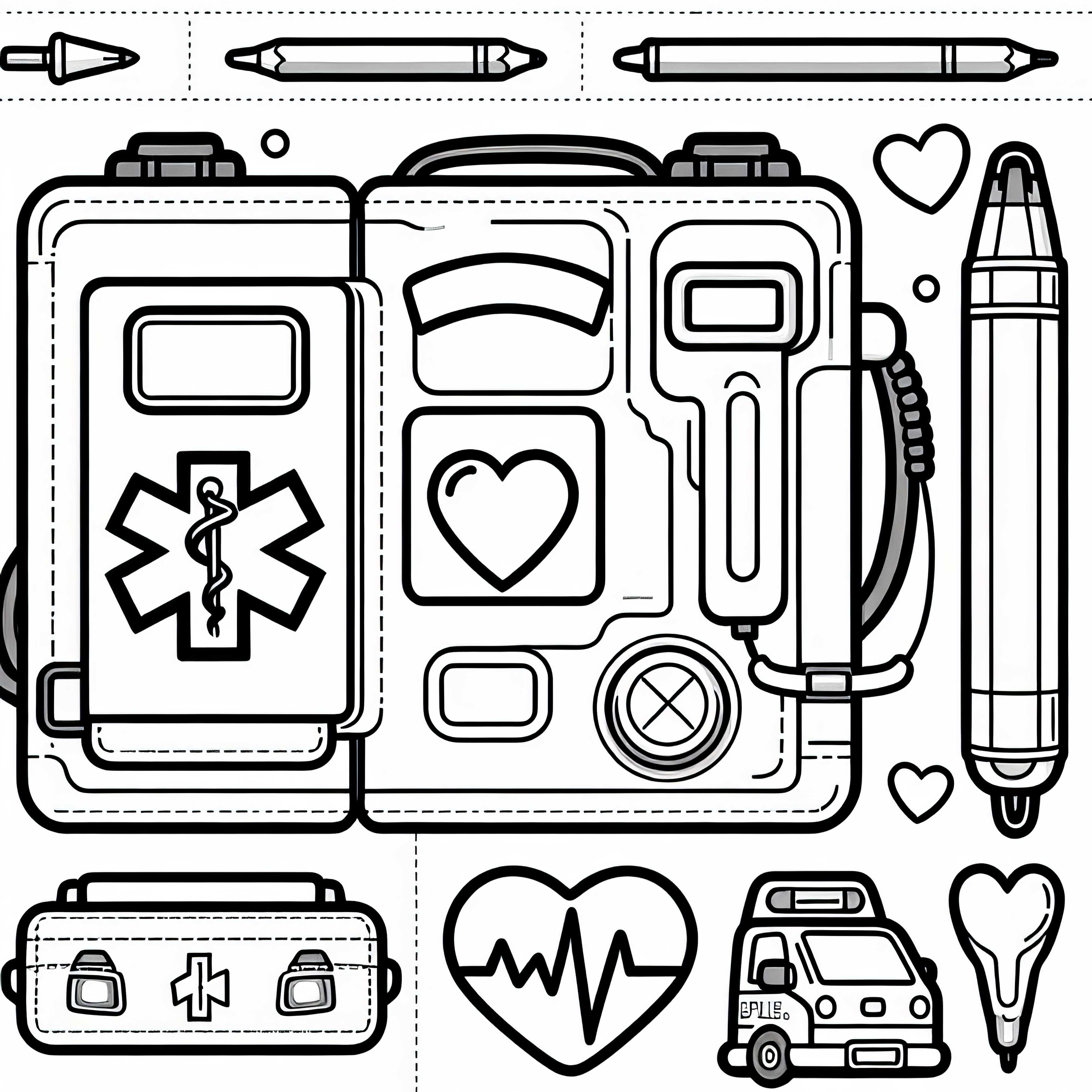 Modèle de coloriage de défibrillateur pour secouristes gratuit