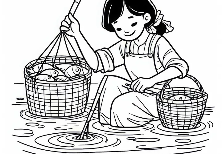 Fiskerinde Farvelægningsbillede – Gratis downloadtilbud