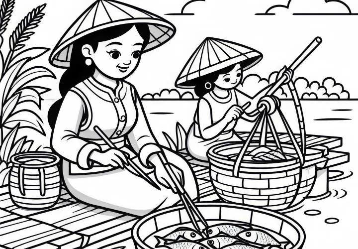 Fiskerinde ved vandet – Malebillede Gratis