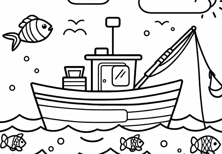 Fiskerbåd Malebog Enkel Gratis