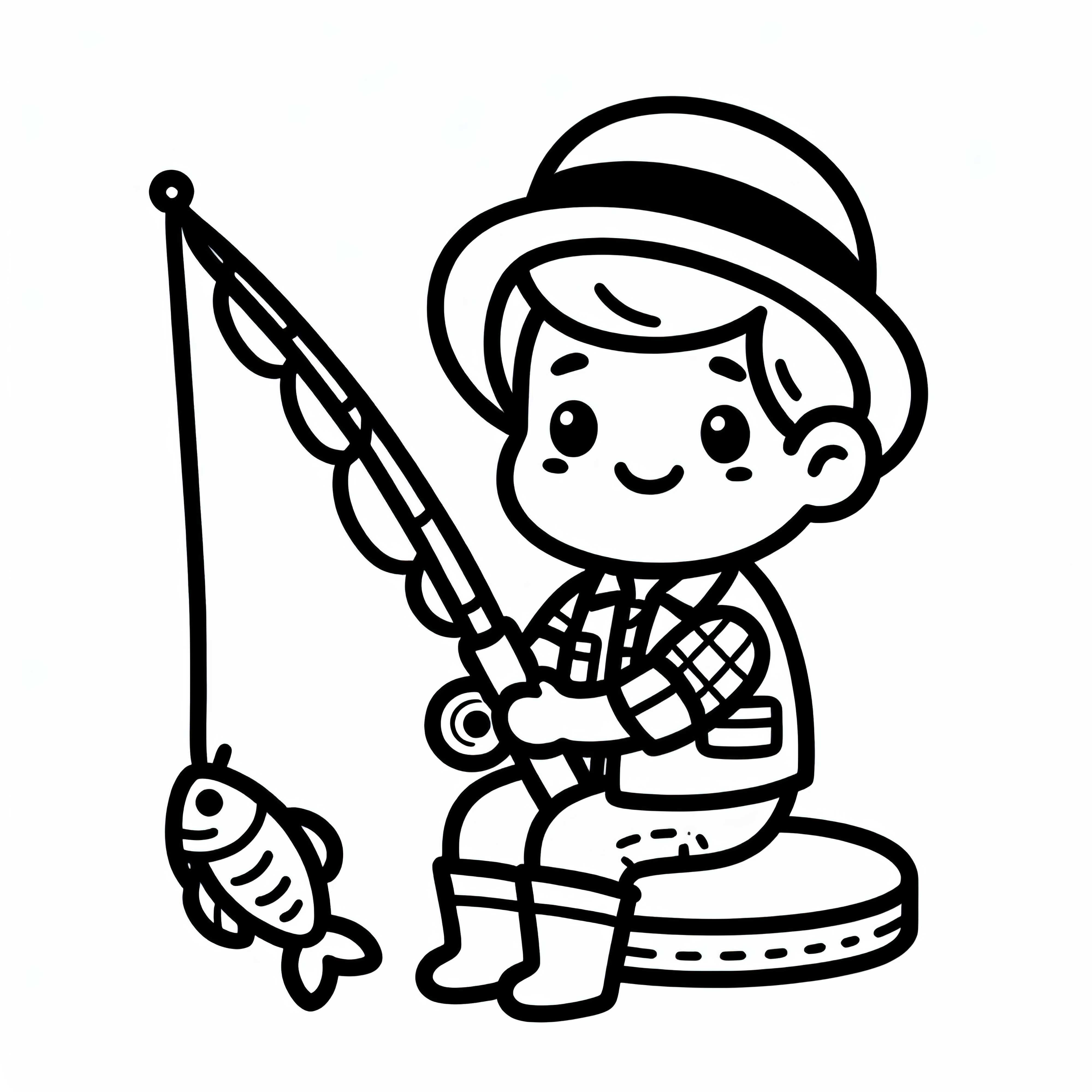 Image à colorier d'un pêcheur – Simple et gratuit