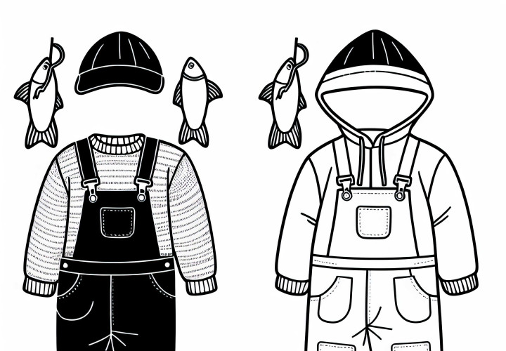 Vêtements imperméables et bottes en caoutchouc d'un pêcheur - Image à colorier gratuite