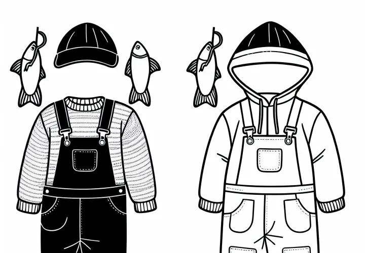 Vandtæt tøj og gummistøvler fra en fisker - Malebillede gratis