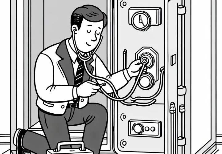 Zločinec odpre sef s stetoskopom – Brezplačna pobarvanka