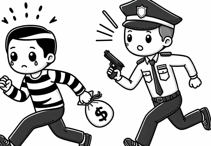 Zločinec ga preganja policija – Barvna slika brezplačno