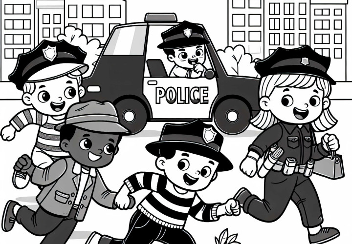 Children play criminal coloring pages simple free Children play criminal coloring template simple free