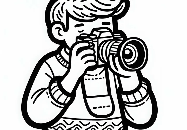 Plantilla de dibujo de fotógrafo fácil y gratuita