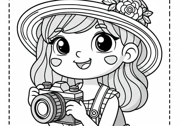 Dibujo para colorear para fotógrafos: Plantilla de colorear gratuita