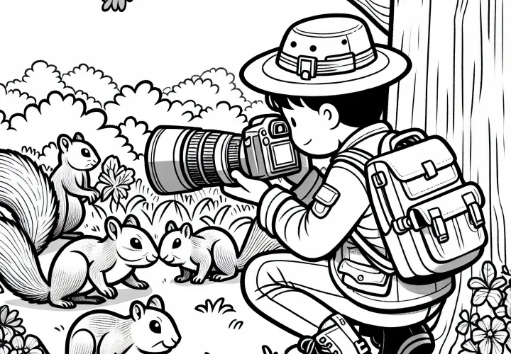 Fotógrafo en la naturaleza de los animales - Descargar dibujo para colorear gratis