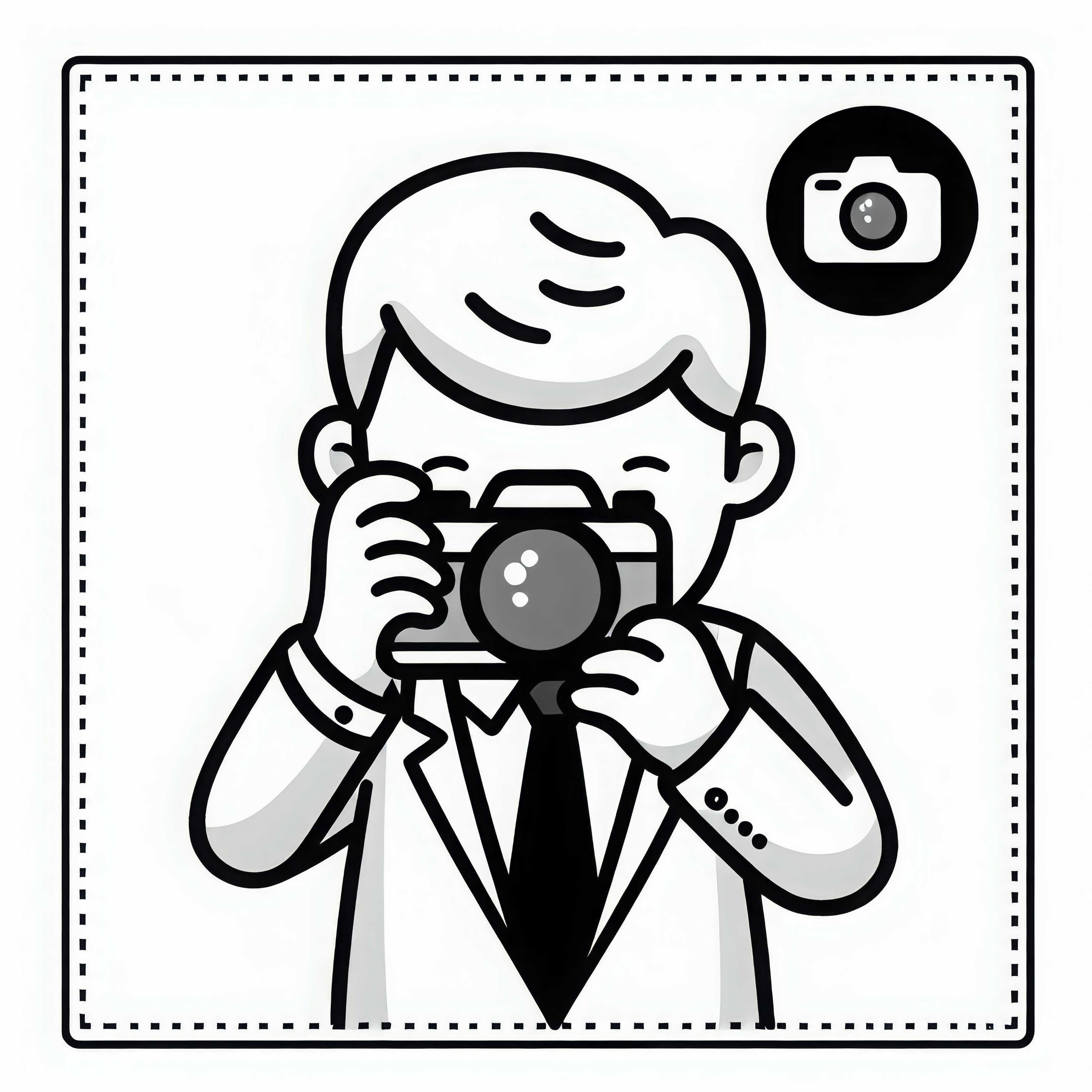 Photographer with Camera Coloring Page Simple Free