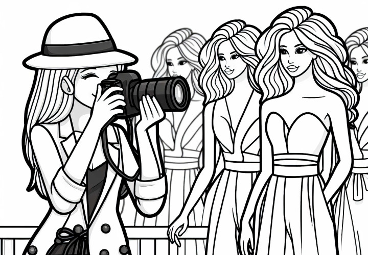 Photographer at fashion show as a coloring page free Photographer at fashion show as coloring page free
