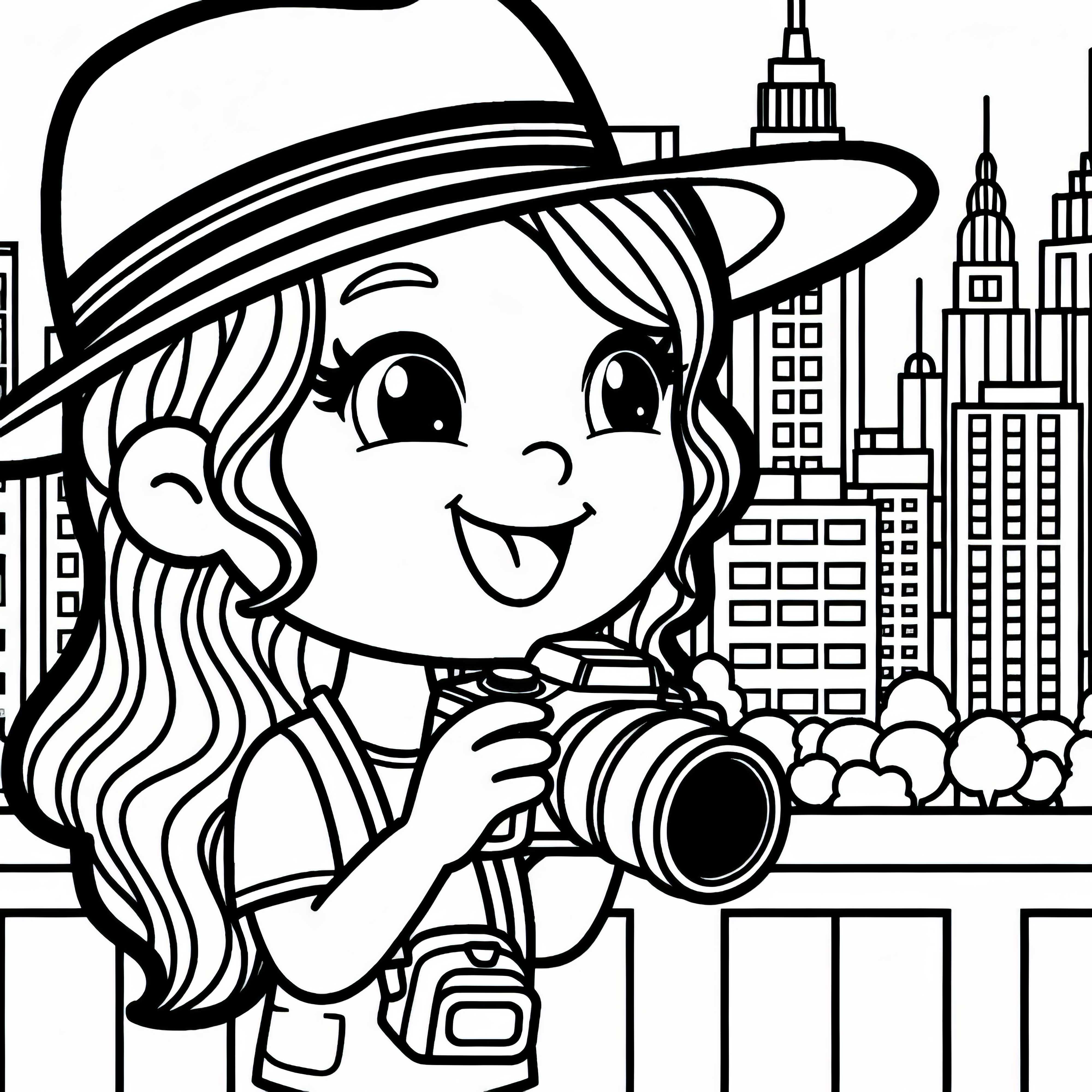 Photographer capturing a city landscape - Free coloring page