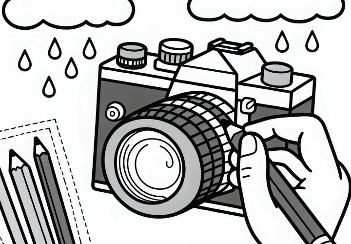 Download a photographer's camera coloring page for free Download a photographer's camera as a coloring page for free