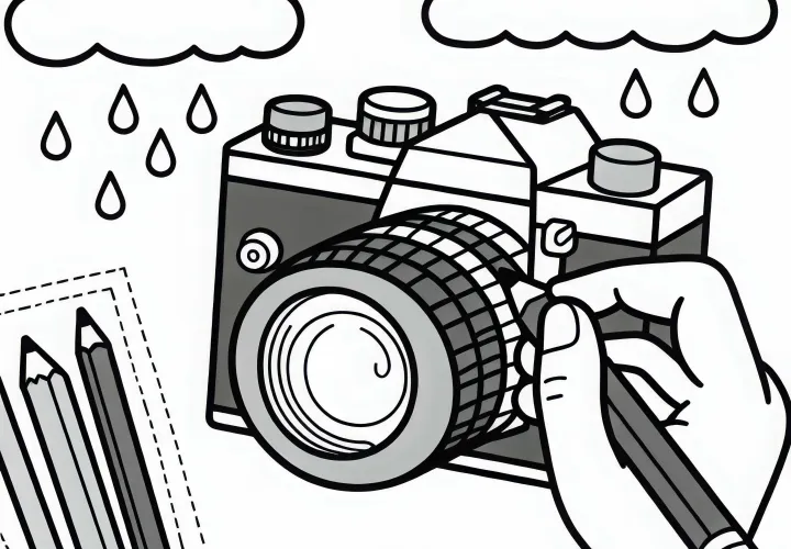 Descarga gratis una imagen para colorear de la cámara de un fotógrafo