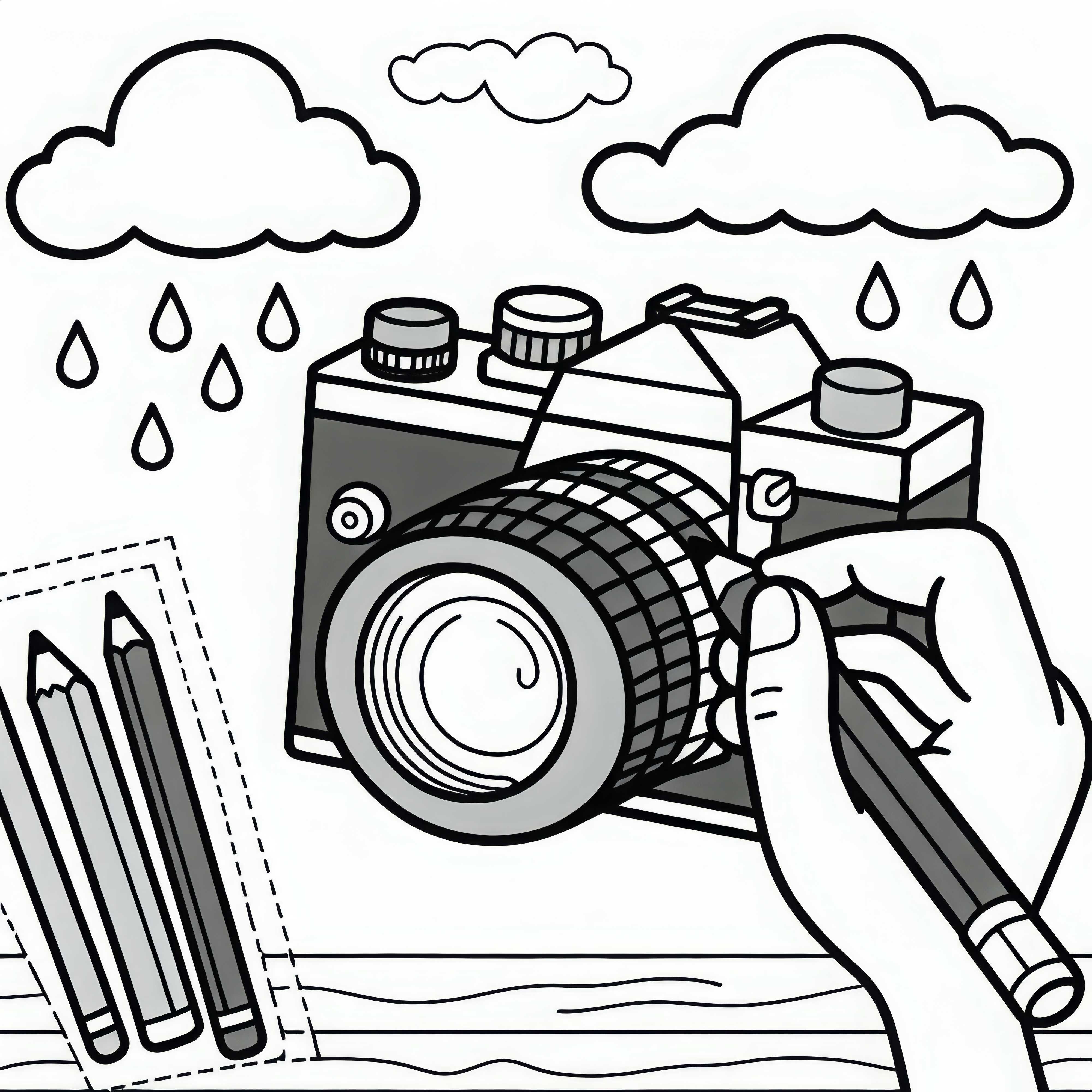 Free download of a photographer's camera as a coloring page