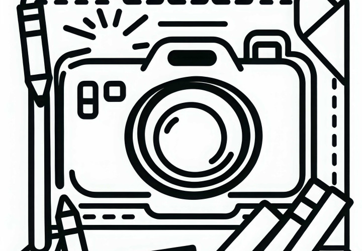 Simple coloring template for a camera – Free to download Simple coloring template for a camera – Free download