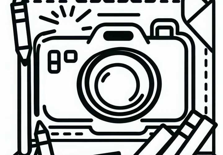 Plantilla de dibujo simple para una cámara – Descarga gratis