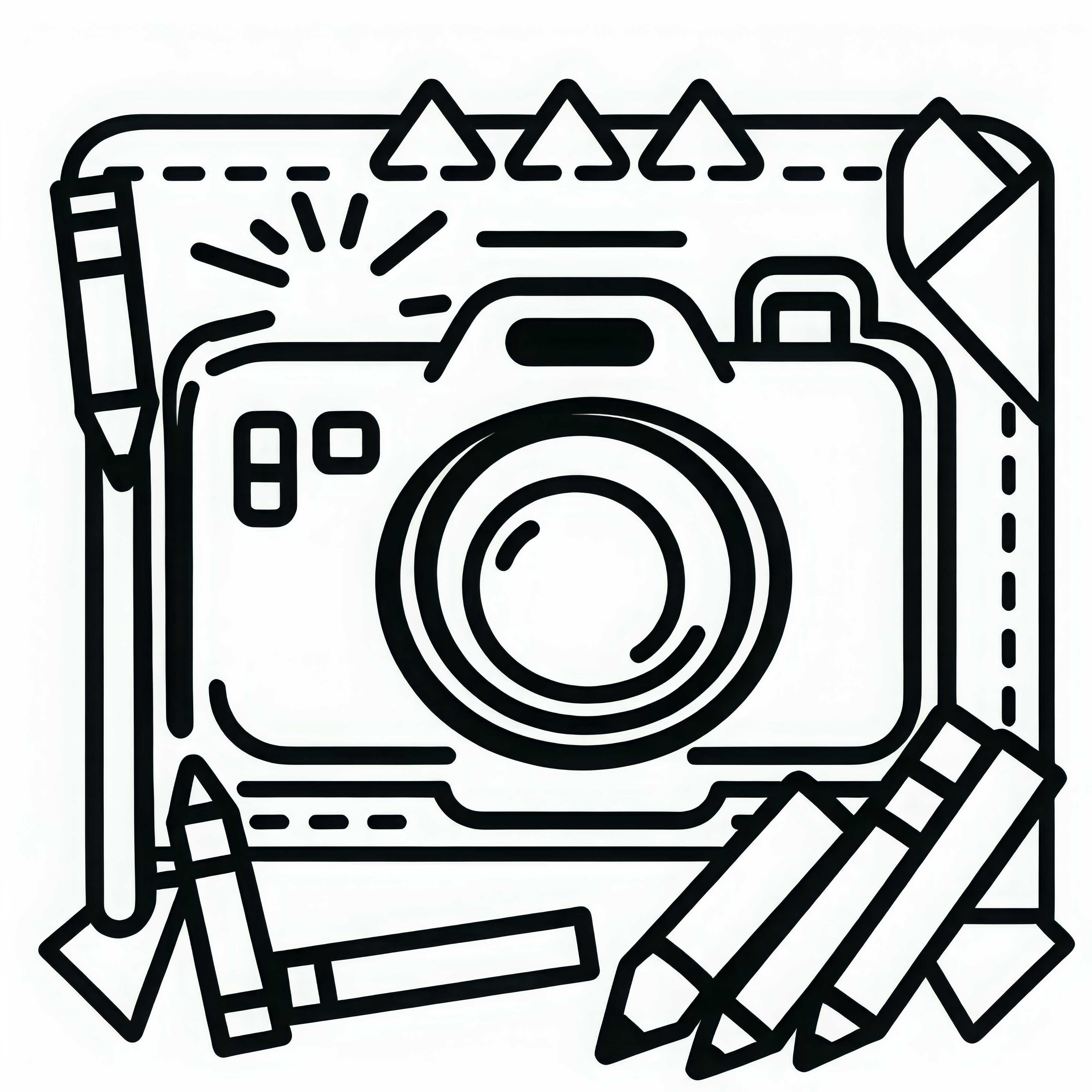 Simple coloring template for a camera - Free download