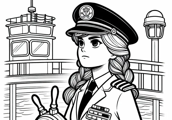 Brezplačno prenesite in barvajte spletno sliko kapetanke ladje