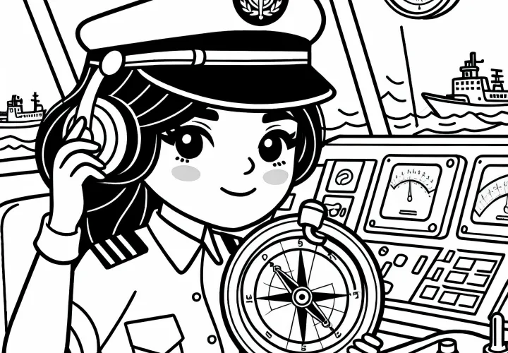 Kapitanica ladje preverja instrumente – Barvna slika brezplačno