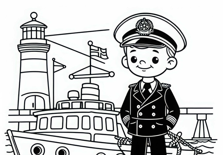 Hafen mit Schiffskapitäne Ausmalbild Kostenlos zum Download Hafen mit Schiffskapitäne Ausmalbild Kostenlos zum Download