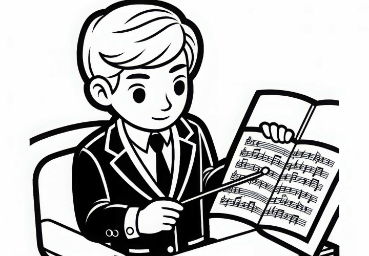 Dirigent Studiert Noten auf Pult – Malvorlage Gratis Dirigent Studiert Noten auf Pult – Malvorlage Gratis